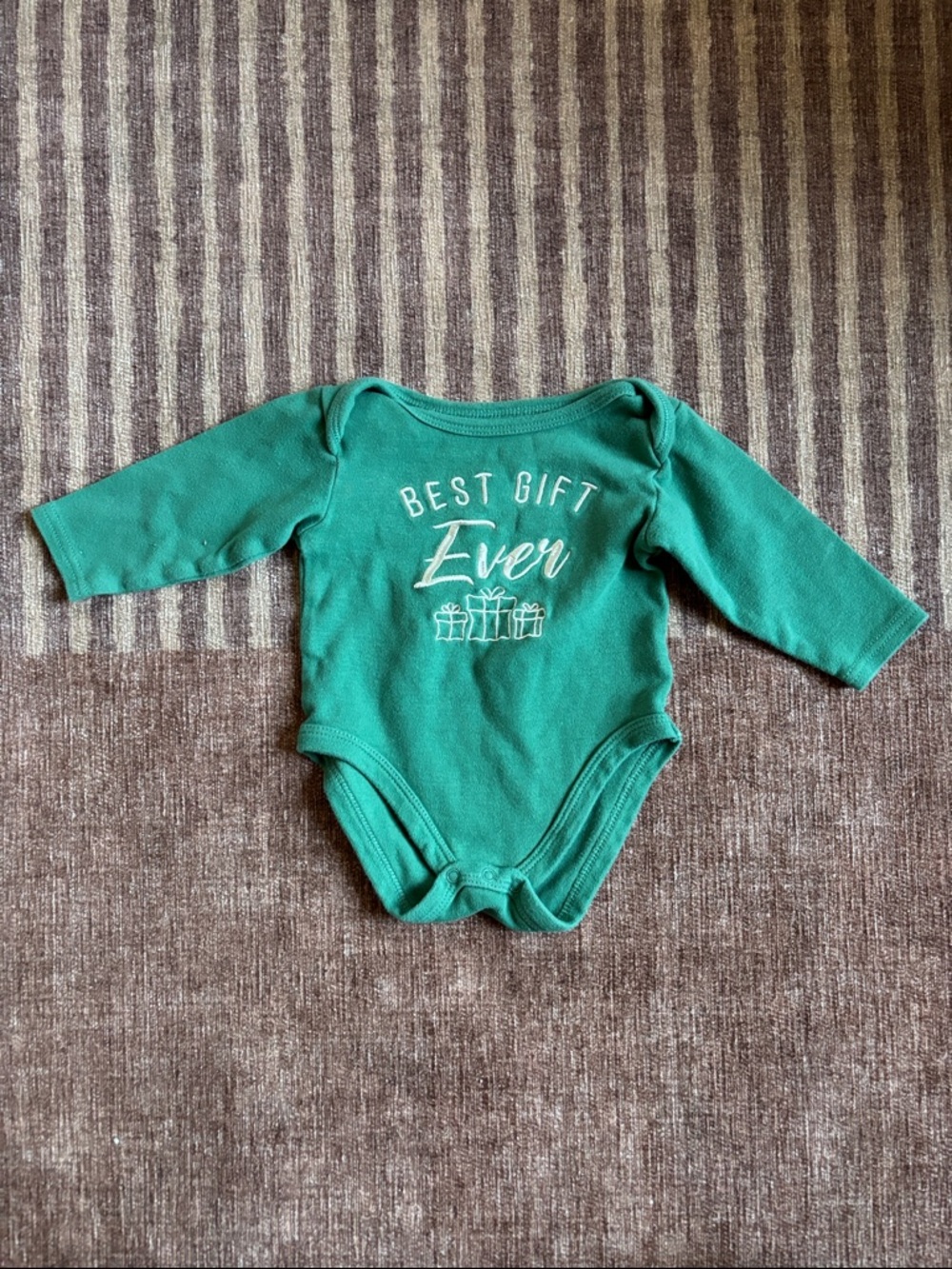 Green 'Best Gift Ever' Long-Sleeve Baby One-Piece